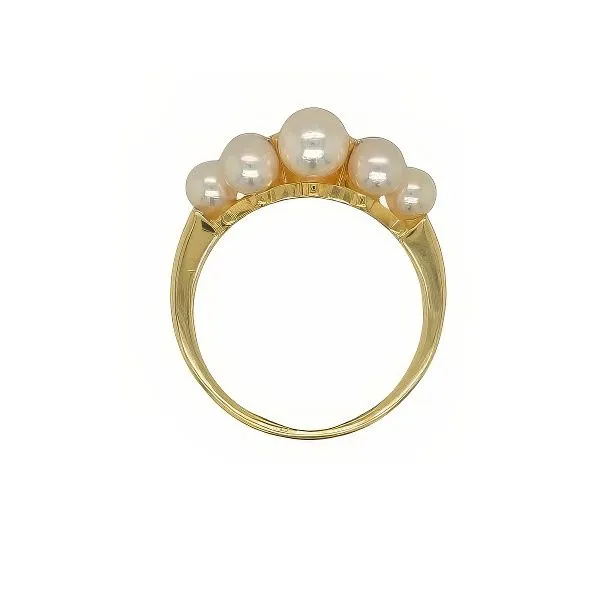 18K Akoya Pearl & Diamond Cluster Ring - Estate Image 3 Goldmart Jewelers Redding, CA