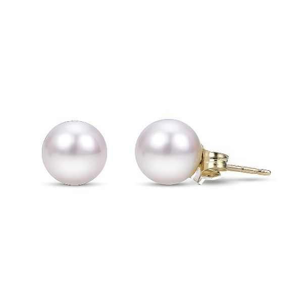 14K Freshwater White Pearl Stud Earrings by Imperial Goldmart Jewelers Redding, CA
