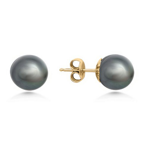 14K Mid-century Modern Tahitian Pearls Earrings - Estate Goldmart Jewelers Redding, CA