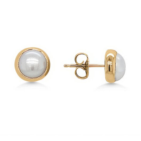 Mid-century Modern Mabe' Pearl Button Earrings - Estate Goldmart Jewelers Redding, CA