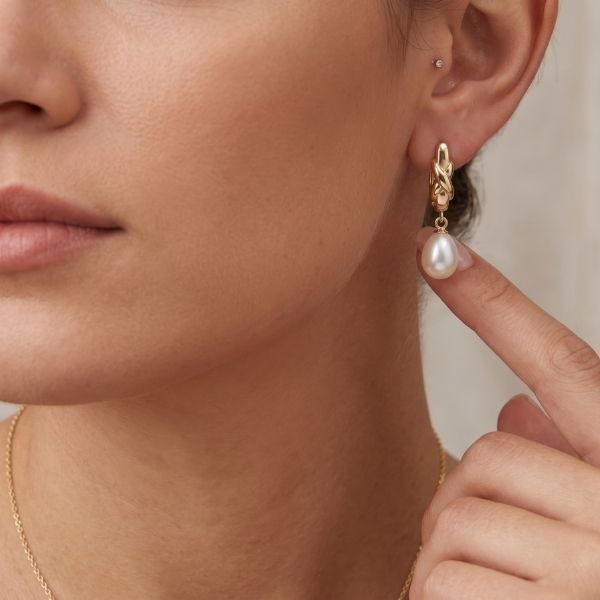 14K Yellow Gold Estate Pearl Dangle Earrings Image 2 Goldmart Jewelers Redding, CA