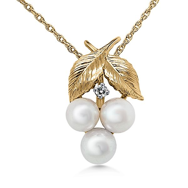 14K Akoya Pearls And Diamond Pendant (Estate) Goldmart Jewelers Redding, CA