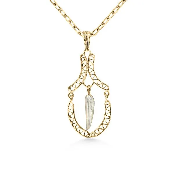 14K Art Nouveau Natural Pearl Pendant - Estate Goldmart Jewelers Redding, CA