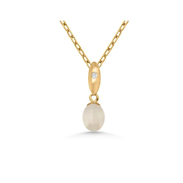 14K Pearl & Diamond Drop Pendant - Estate Goldmart Jewelers Redding, CA