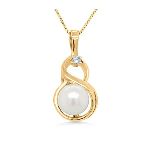 14K Pearl & Diamond Infinity Pendant - Estate Goldmart Jewelers Redding, CA