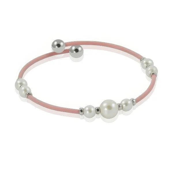 SS Pearls & Pink Rubber Bracelet by Imperial Goldmart Jewelers Redding, CA