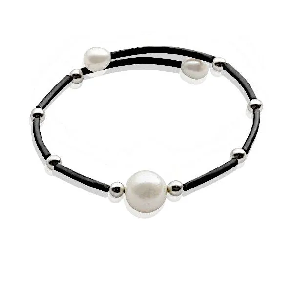 SS/Black Rubber 7.5” Pearl Bracelet by Imperial Image 2 Goldmart Jewelers Redding, CA