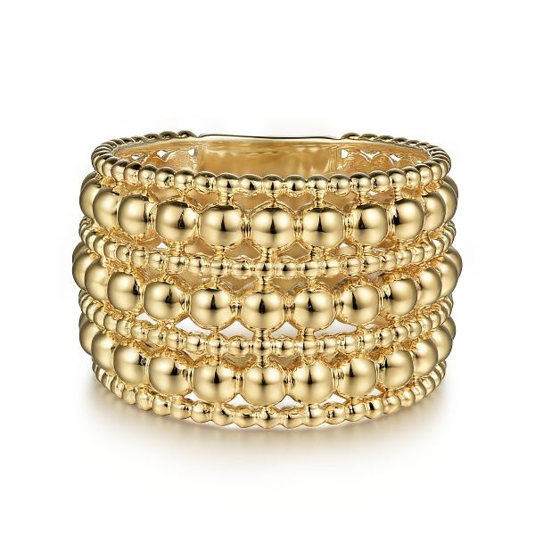 14K Bujukan Beaded Wide Band Ring by Gabriel & Co. Goldmart Jewelers Redding, CA