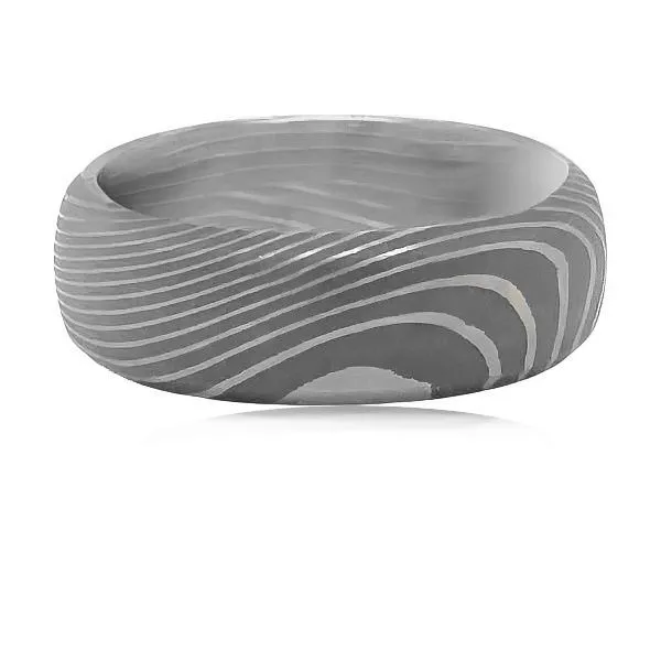 Beveled Edges Damascus Steel Acid Band by Lashbrook Goldmart Jewelers Redding, CA