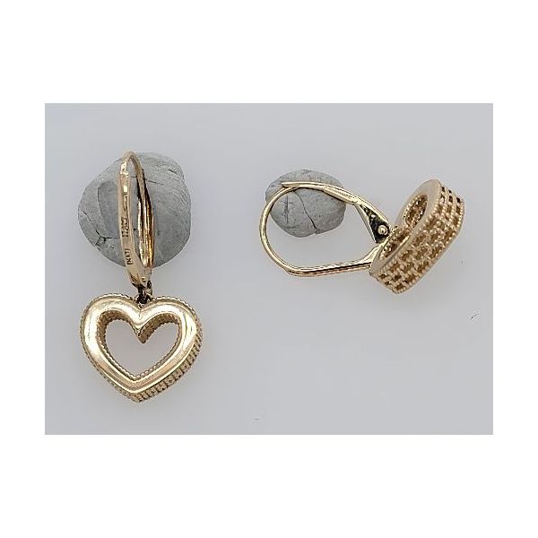 14K Heart Dangle Earrings (Estate) Image 2 Goldmart Jewelers Redding, CA