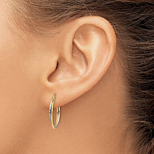 14K Diamond Cut Twisted Hoop Earrings - GM Signature Image 2 Goldmart Jewelers Redding, CA