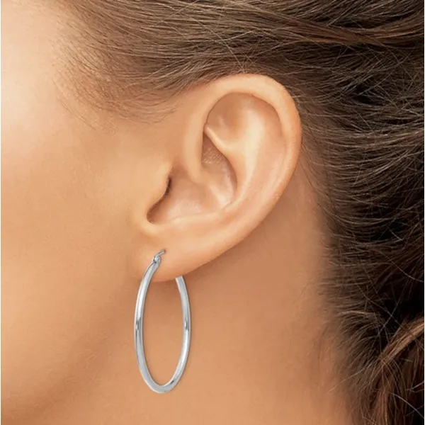 14K Large Tube Hoop Earrings – Goldmart Signature Image 2 Goldmart Jewelers Redding, CA
