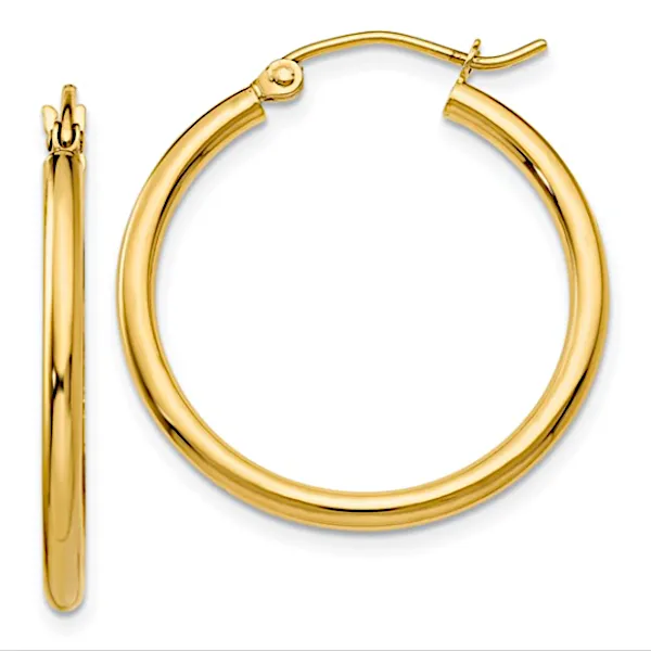 14K Medium Tube Hoop Earrings – Goldmart Signature Goldmart Jewelers Redding, CA