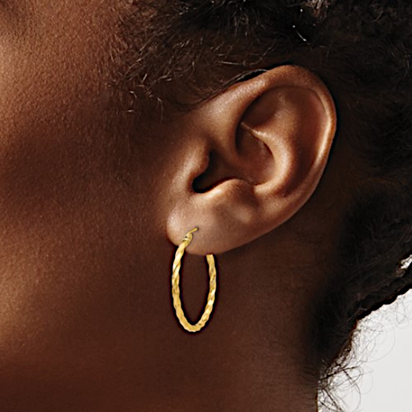 14K Twisted Hoop Earring - Goldmart Signature Collection Image 2 Goldmart Jewelers Redding, CA
