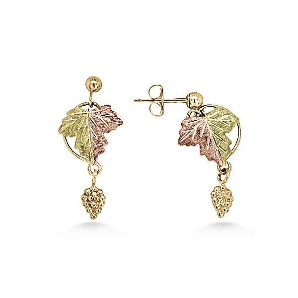 Black Hills Gold Leaf Dangle Earrings Estate