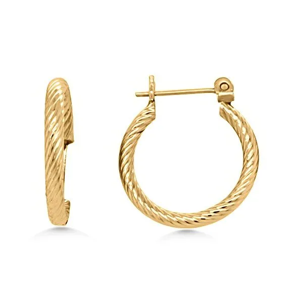 14K Small Etched Hoop Earrings - Eatate Goldmart Jewelers Redding, CA