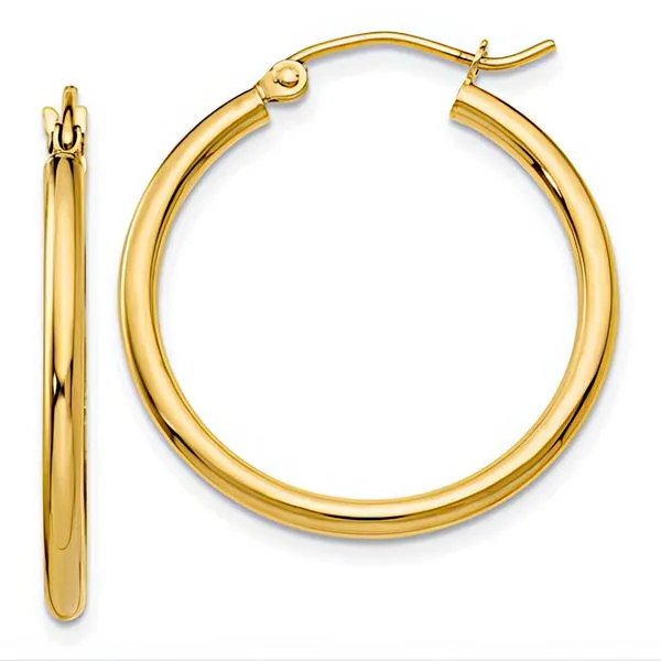 14K Medium Tube Hoop Earrings – Goldmart Signature Goldmart Jewelers Redding, CA