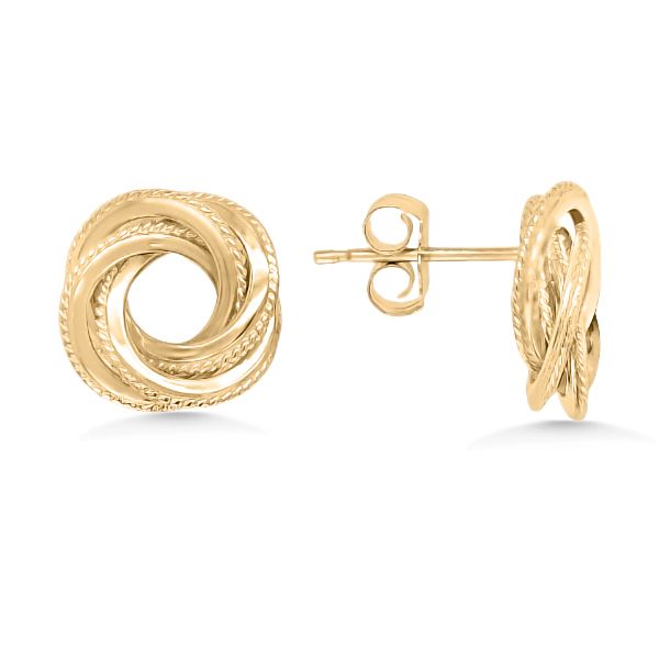 14K Yellow Gold Swirl Button Earrings Goldmart Jewelers Redding, CA