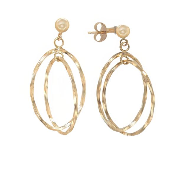14K Dangle Hoops Earrings - Estate Goldmart Jewelers Redding, CA