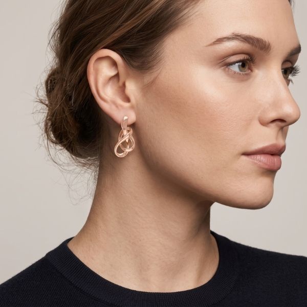 14K Rose Gold Twisted Dangle Earrings Image 2 Goldmart Jewelers Redding, CA