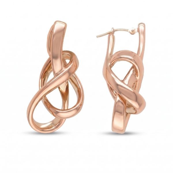 14K Rose Gold Twisted Dangle Earrings Goldmart Jewelers Redding, CA