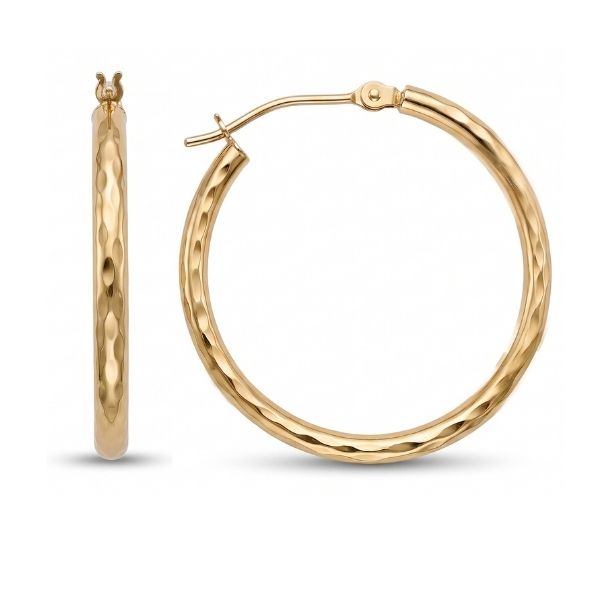 14K Yellow Gold Estate Medium Hoop Earrings Goldmart Jewelers Redding, CA
