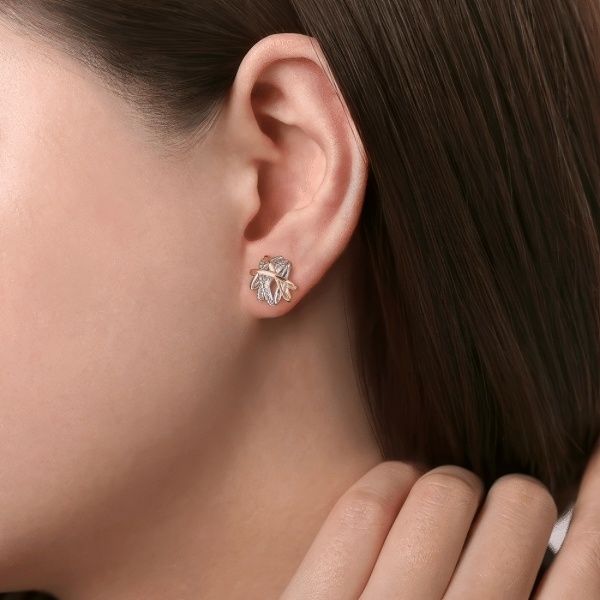 14K Yellow Gold Sterling Silver Bujukan Stud Earrings Image 3 Goldmart Jewelers Redding, CA