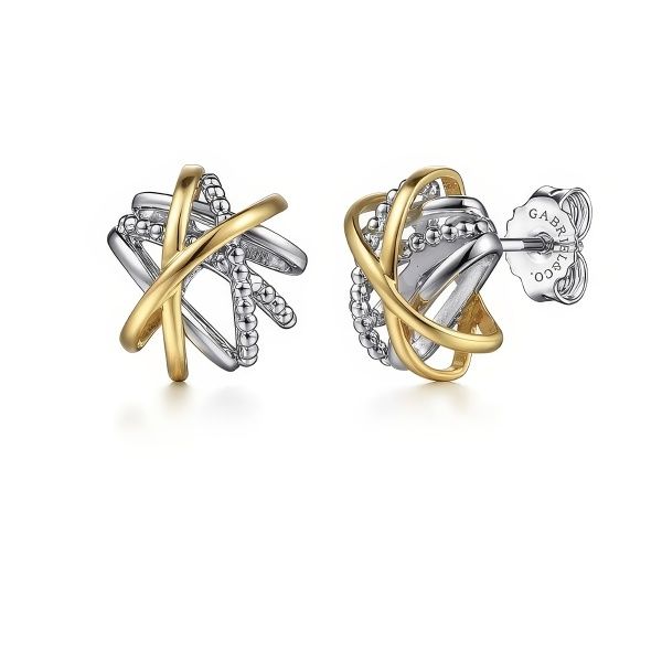 14K Yellow Gold Sterling Silver Bujukan Stud Earrings Goldmart Jewelers Redding, CA