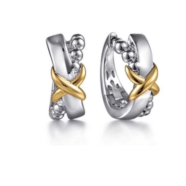 14K Yellow Gold Sterling Silver Bujukan Hoop Earrings Image 2 Goldmart Jewelers Redding, CA
