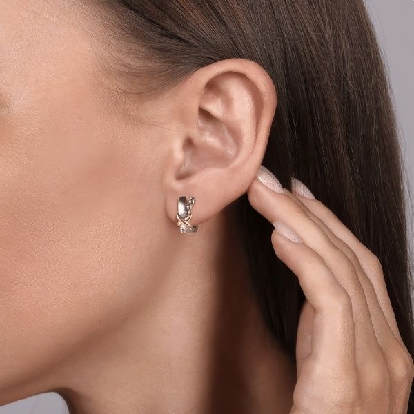 14K Yellow Gold Sterling Silver Bujukan Hoop Earrings Image 3 Goldmart Jewelers Redding, CA