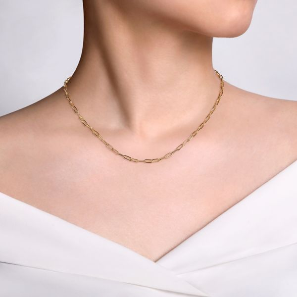 14K Paper Clip Necklace by Gabriel & Co. Image 3 Goldmart Jewelers Redding, CA