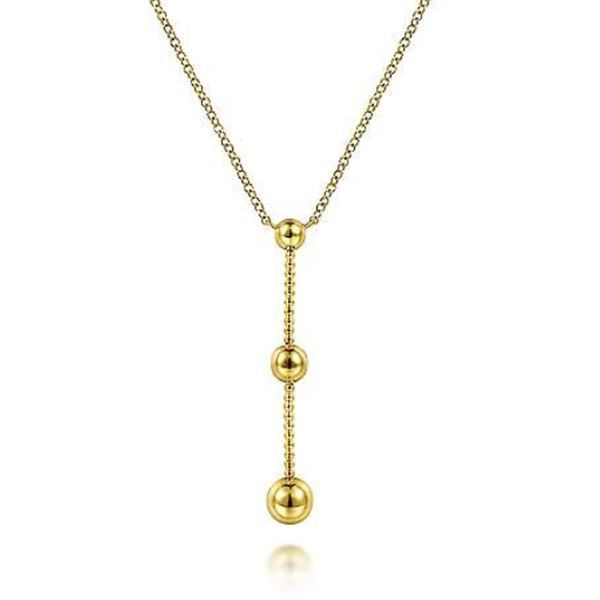 14K Bujukan Bar Y Ball & Chain Necklace by Gabriel Goldmart Jewelers Redding, CA