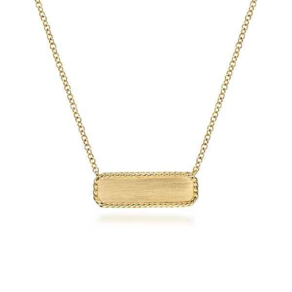 14K ID Pendant Necklace w/Twisted Rope Frame by Gabriel. Goldmart Jewelers Redding, CA