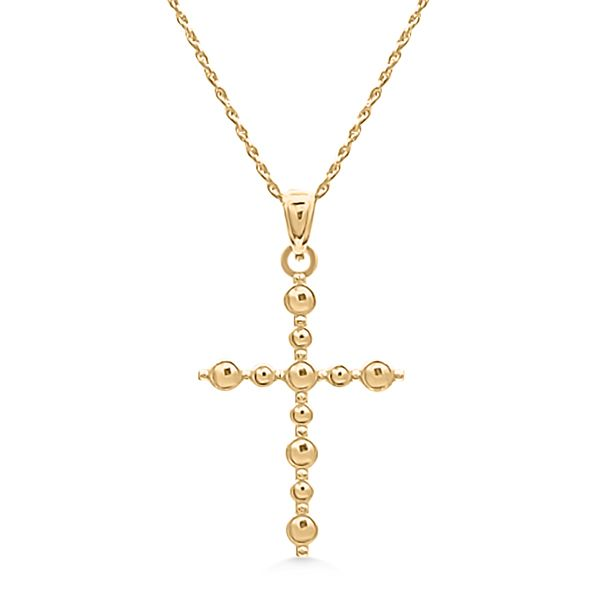 14K Beaded Cross Charm - Goldmart Signature Collection Goldmart Jewelers Redding, CA