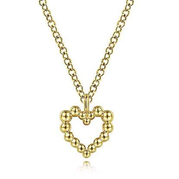 14K Bujukan Beaded Open Heart Pendant by Gabriel & Co. Goldmart Jewelers Redding, CA