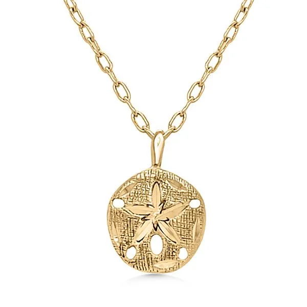 14K Mid-Century Modern Sand Dollar Pendant - Estate Goldmart Jewelers Redding, CA