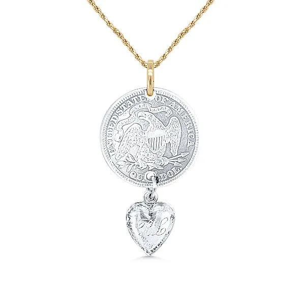 14K Coin Silver/SS Victorian Love Token - Estate Image 2 Goldmart Jewelers Redding, CA