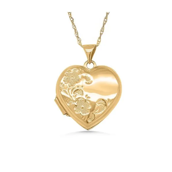 14K Flower Etching Heart Locket - Estate Goldmart Jewelers Redding, CA