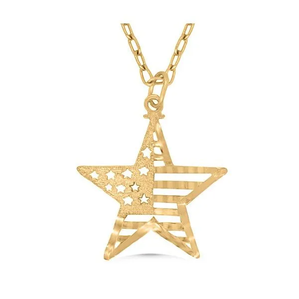 14K Star Flag Pendant - Estate Goldmart Jewelers Redding, CA