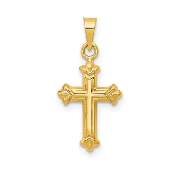 14K Fleur De Lis Hollow Cross Pendant - GM Goldmart Jewelers Redding, CA