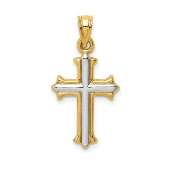 14K Rhodium Reversible Hollow Cross - GM Goldmart Jewelers Redding, CA