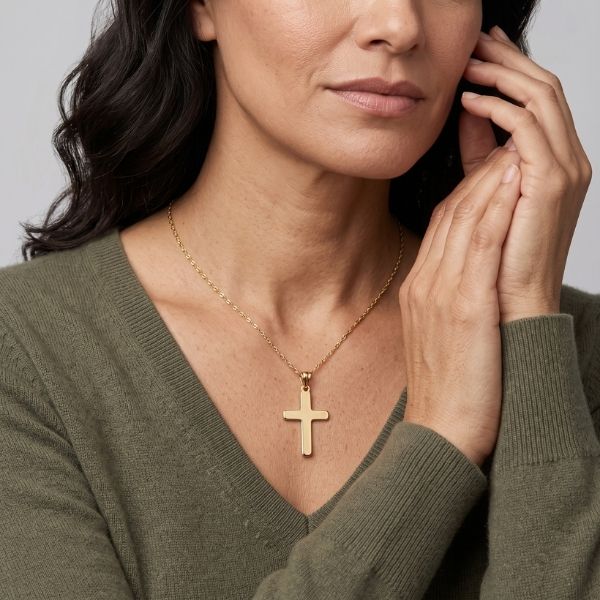 14K Yellow Gold Estate Medium Cross Pendant Image 2 Goldmart Jewelers Redding, CA