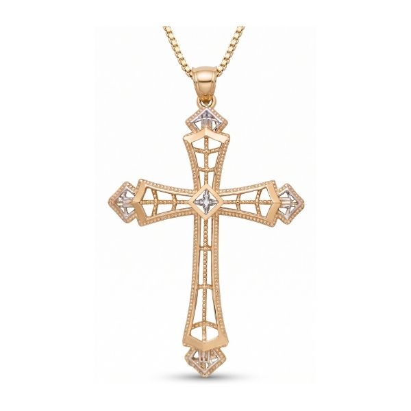14K Yellow Gold Estate Cross Pendant Goldmart Jewelers Redding, CA