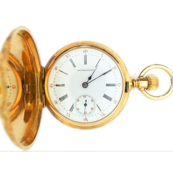 Art Nouveau 18K Enamel and Rose Cut Diamond Pocket Watch (Estate) Image 2 Goldmart Jewelers Redding, CA