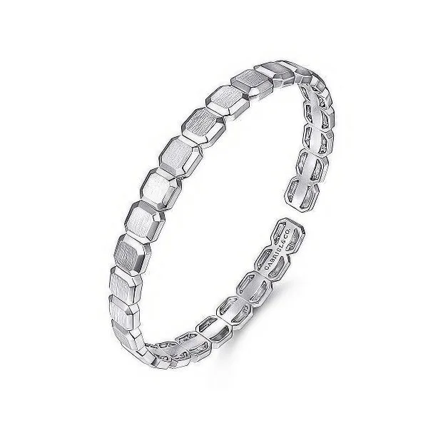 SS 7.25” Open Cuff Hexagon Bangle Bracelet by Gabriel Image 2 Goldmart Jewelers Redding, CA