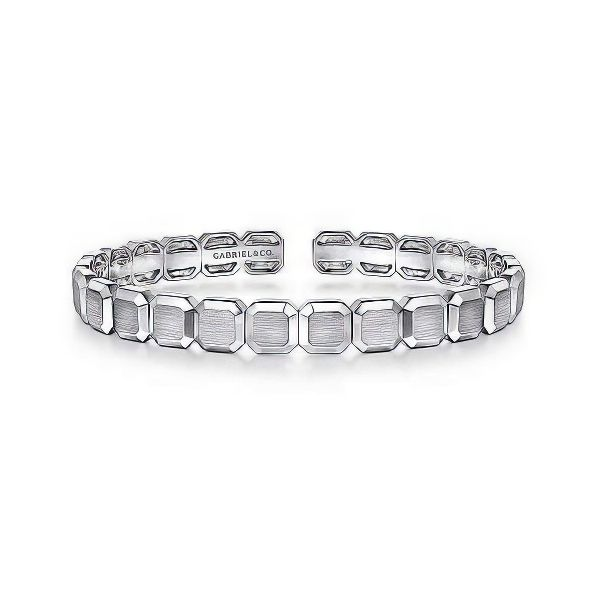 SS 7.25” Open Cuff Hexagon Bangle Bracelet by Gabriel Goldmart Jewelers Redding, CA