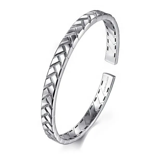 SS 7.25” Open Herringbone Metal Bracelet by Gabriel Image 2 Goldmart Jewelers Redding, CA