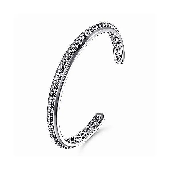 SS Open Cuff w/Beaded Inlay Metal Bracelet by Gabriel Image 2 Goldmart Jewelers Redding, CA
