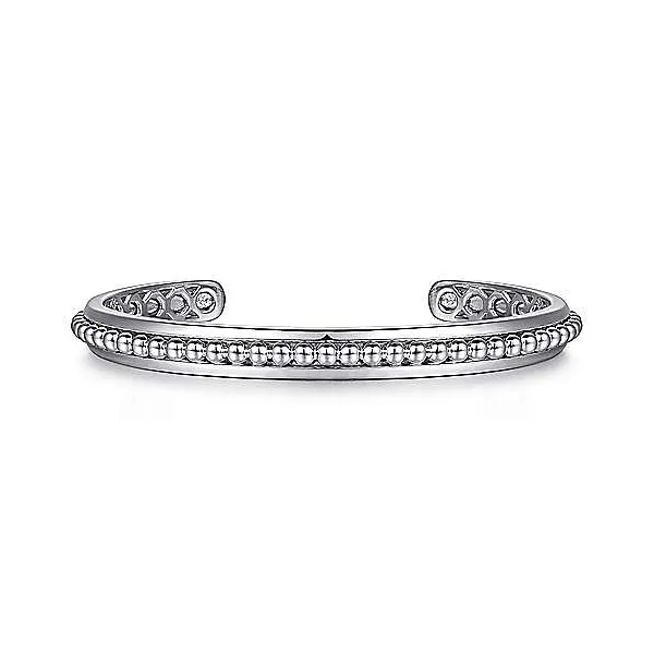 SS Open Cuff w/Beaded Inlay Metal Bracelet by Gabriel Goldmart Jewelers Redding, CA