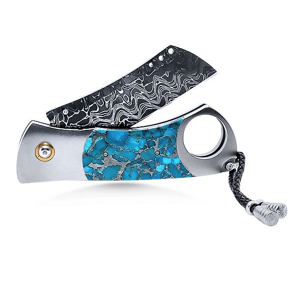 KINGMAN Turquoise Handmade Cigar Cutter by William Henry Image 2 Goldmart Jewelers Redding, CA